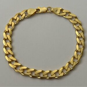 925 Silver 8” 8mm bracelet cuban chain 18k yellow gold plated unisex brand new
